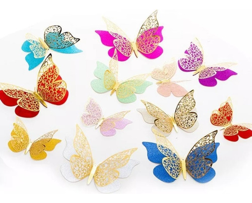 96 Pcs Decorativos Vinilos Pared Doble Capa 3d Mariposas