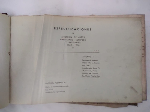 Manual Afinaciones Para Coches De 1962 - 1966 - 691