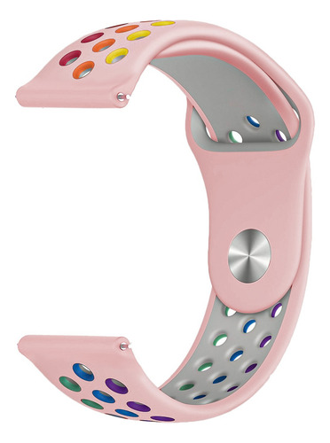 Correa Multicolor Sport Para Reloj Colmi P28plus + Mica Rosa Claro 2 Cm
