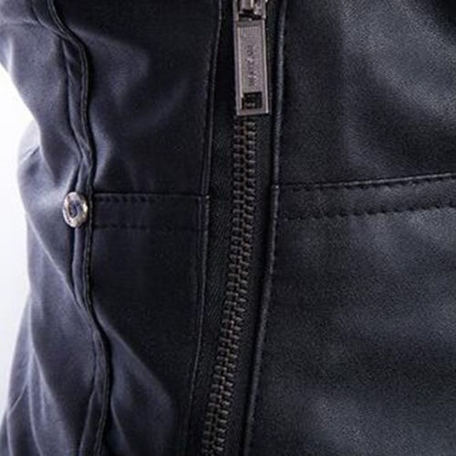 Chaqueta Negra Hombre Cuero Pu Motorcycle Style Biker Hoodie