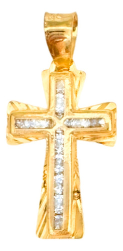 Dije Medalla 2cm Cruz Jesucristo Zirconias 100% Oro Puro 10k