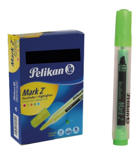 Resaltador Pelikan Mark 2 Fluo X 10 Unidades V/colores Color Verde