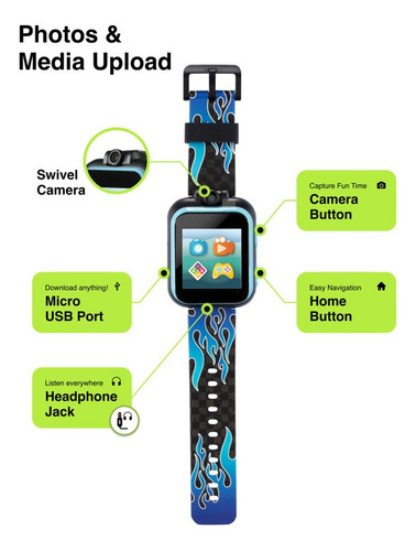 Smartwatch Para Niños Con Audifonos, Flaming Blue