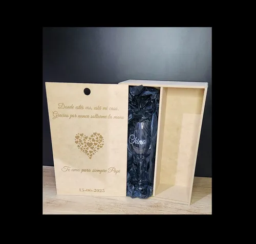 Copas Caja Madera Grabada Regalo Souvenir Tu Diseño Nombre