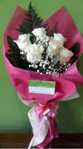 Ramo De 6 Rosas Blancas Envio Gratis Floreria Foto Real