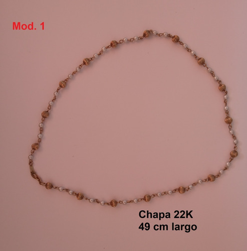 Collar Cadenita De Chapa De Oro 22k Para Mujer 2 Piezas