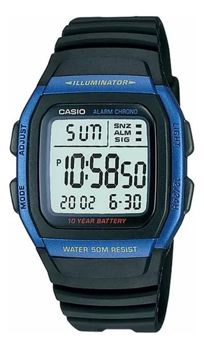 Reloj Casio Digital W-96h Wr50 Mts Crono Alarm * Taggershop