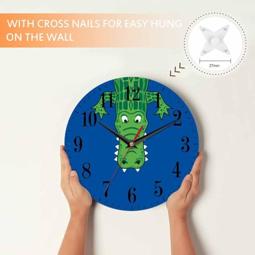 Reloj De Pared De Cocodrilo Verde Dibujo Animado Con Dientes