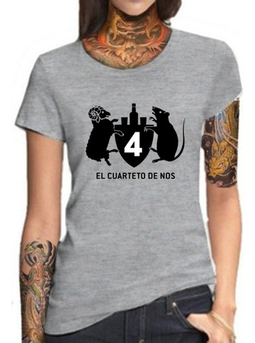 Remera Gris Sublimada Mujer El Cuarteto De Nos