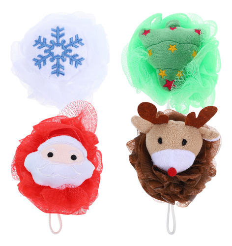 Pelotas De Baño Creativas, Exfoliantes, Estilo Navideño, 4 U