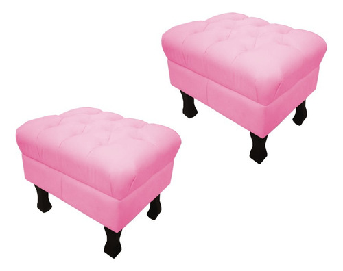 Kit 2 Puff Puf Decorativo Luiz Xv Triângulo Baixo Cor Rosa Bebê