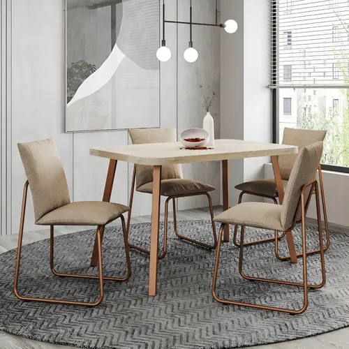 Conjunto Sala De Jantar 4 Cadeiras Monte Carlo Carraro Petra Rose