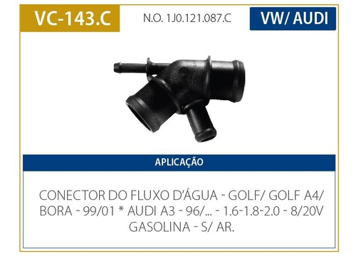 Flange Fluxo Agua Vw Golf 1.6 99/09 / 2.0 Gti 99/09 / Bora