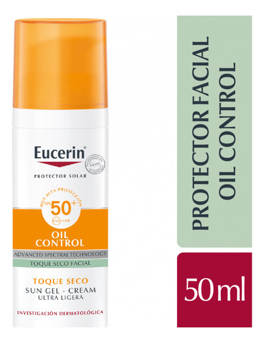 Eucerin 50 Ml Bloqueador Gel-crema Oil Control Fps 50