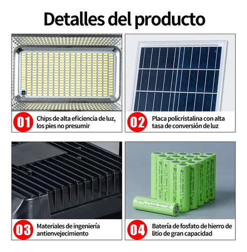 Luz Reflectora Led Solar Recargable A Prueba De Agua De 1000