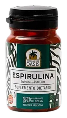 Espirulina Suplemento Hierbas Del Oasis X 60 Comp Sabor Neutro