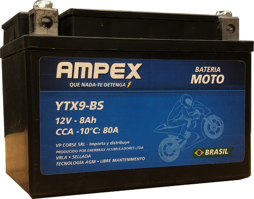 Batería Para Moto Sellada , Ytx9-bs 8 Ah Made In Brasil