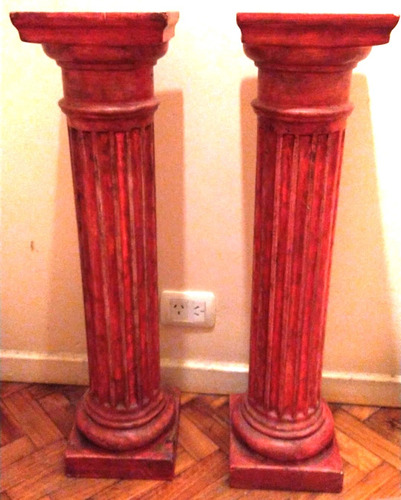 2 Columnas Dóricas De Yeso, Patinadas  81 Cm. Alto