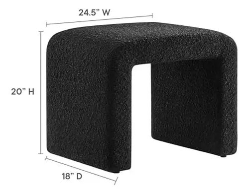 Taburete Simba De 24 En Tela Bouclé, Negro