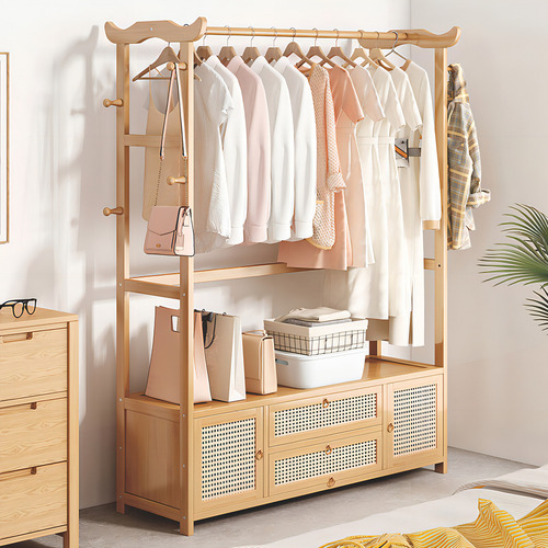 Ropero Armable De Madera Con Perchero, Doble Puerta Y Cajone Color Amarillo