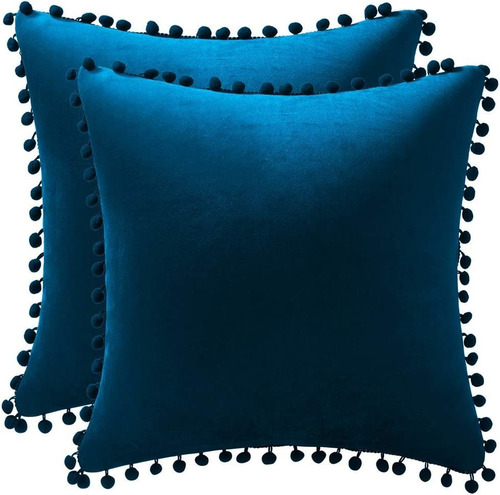 18x18 Throw Pillow Covers Darkblue: 2 Pack Cozy Soft Po...