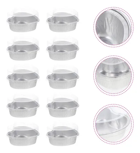 Flan Pan, Caja De Papel De Aluminio En Forma De Corazón, 10