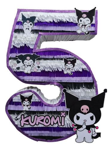 Piñata Kuromi 50cm Alto Cumpleaños Numero Violeta Kuromi Grande