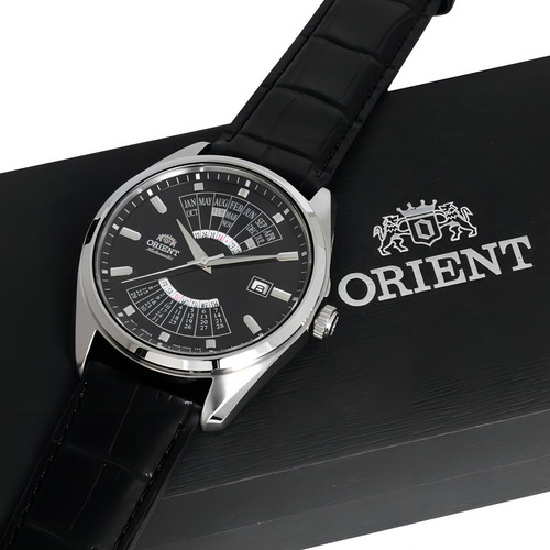 Relógio Orient Masculino Automático Clássico Ra-ba0006b10b Cor da correia Preto Cor do bisel Prata Cor do fundo Preto