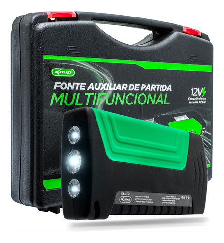 Auxiliar Partida Bateria Veicular Chupeta Usb Maleta Bivolt 