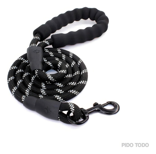 Correa Reflejante Resistente Entrenamiento Mascota Perro Color Negro