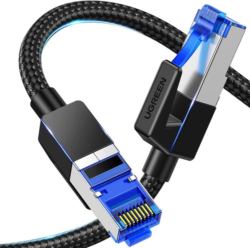 Cabo Ethernet redondo Cat8 ClassF/FTP com malha de nylon 2mts