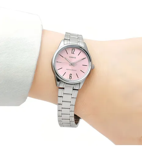 Reloj Casio Quartz Ltpv005 Mujer Rosa Full Color Del Fondo Rosa Ltp-v005d-4b