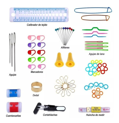 Set De Crochet Completo 100 Piezas - Accesorios Y Estuche
