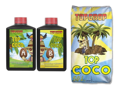 Pack Topcrop Coco A 1 Lt + Coco B 1 Lt + Fibra De Coco 50 Lt