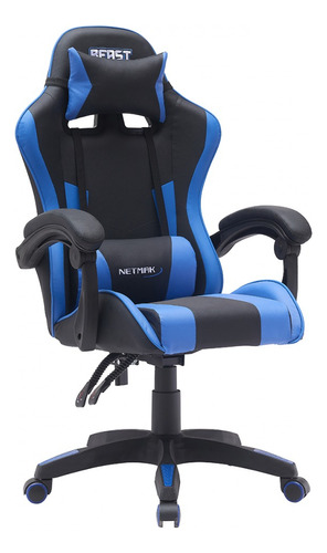 Silla Gamer Pc Sillon Escritorio Reclinable Butaca Oficina E Color Azul Material Del Tapizado Cuero Sintético