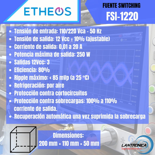 Imagen 3 de 9 de Fuente Switching 12v 20a Regulada C Protección Led Cctv 250w