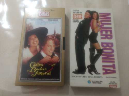 Lote 2 Videos Vhs, Mujer Bonita + 4 Bodas Y 1 Funeral, Impec