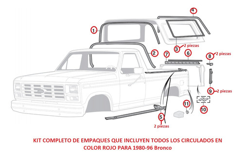 Kit Completo De Empaques P, Trasera Ford Bronco 1980-1996 