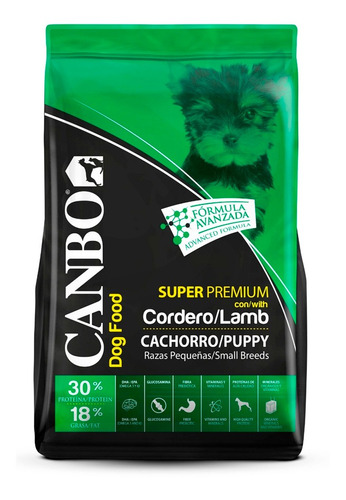 Comida Para Cachorro Raza Pequeña Premium Cordero Canbo 7kg