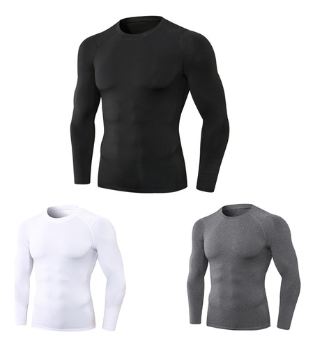 Camiseta Running Dry Tops Workout Para Hombre, 3 Piezas Quic
