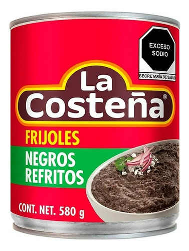 10 Pzas Frijoles Negros La Costeña Refritos 580 G