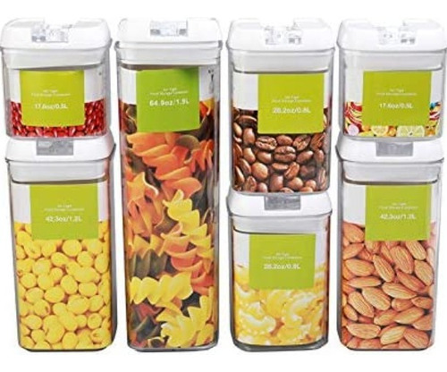 Juego De 7 Recipientes Contenedores Alimentos Hermeticos Color Blanco