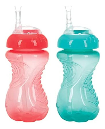 Nuby 2pk Vaso Antiderrame C/popote Flexible 300 Ml