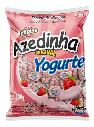 Bala Mastigável Azedinha Sabor Yogurt De Morango Original