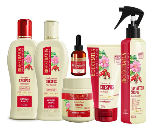 Kit Crespos Bio Extratus Rosa Mosqueta E Abacate 6 Itens