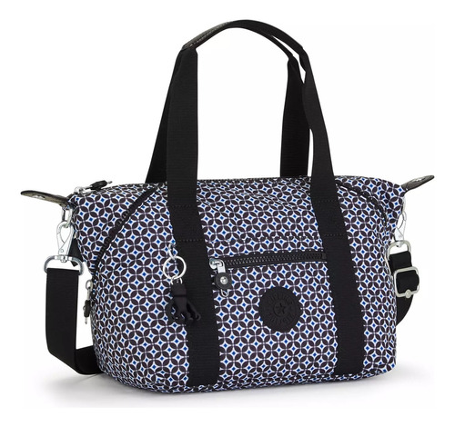 Bolsa Dual: Para Hombro Y Crossbody Kipling Art Mini Diseño Print De Nylon  Blackish Tile Asas Color Negro