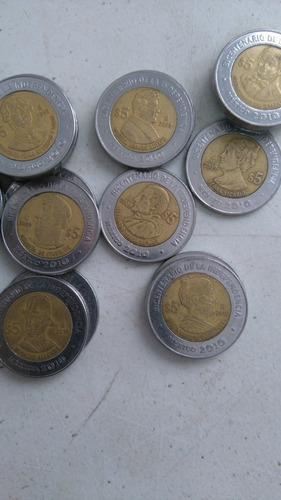 Lote De Monedas Coleccion 5 Pesos Bicentenario Independencia
