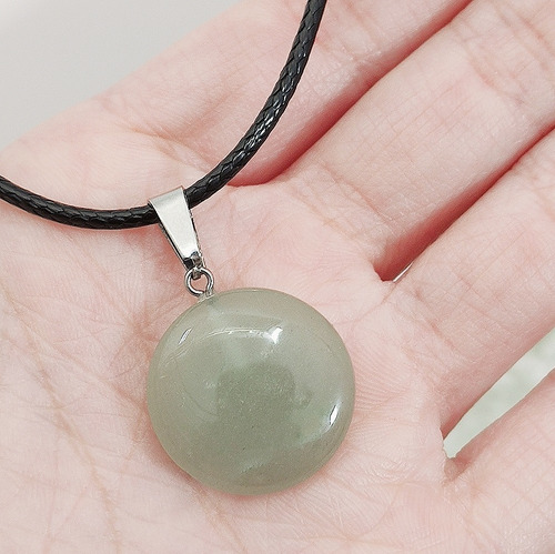 Colar Cordão Com Pedra Natural De Quartzo Aventurina Hippie