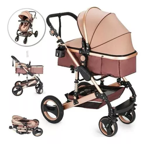 Pepeganga S.A.. Coche para bebé, moisés desmontable, baby silla  independiente (no autorizada para auto) plegable, 3 posiciones, cinturón de  5 puntas, 4 ruedas de alta densidad con freno, se transforma en coche