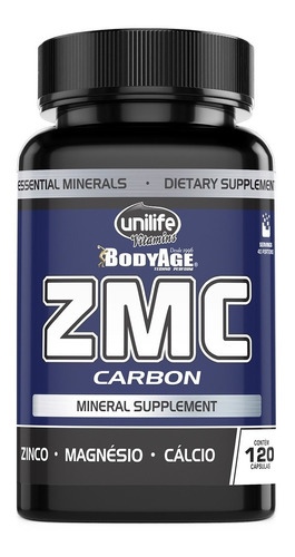 Zmc Carbon Unilife Bodyage 120c Zinco Magnésio Cálcio